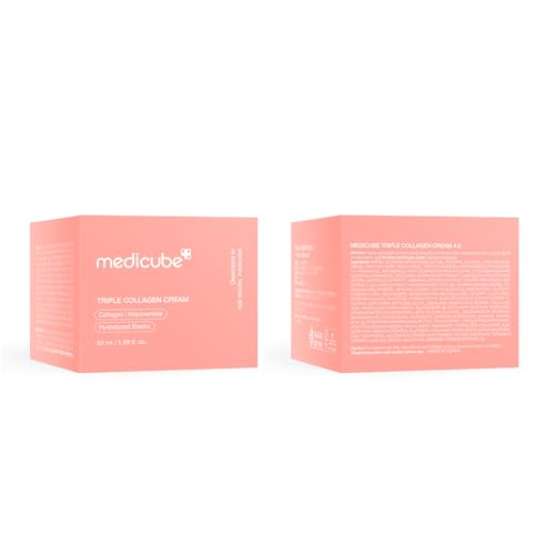 Medicube Triple Collagen Cream - Hydrating &amp; Firming Moisturizer with Hyaluronic Acid, Premium Elastin, Shea Butter - Wrinkle Care &amp; Boosts Elasticity - Korean Skincare, 1.69 oz
