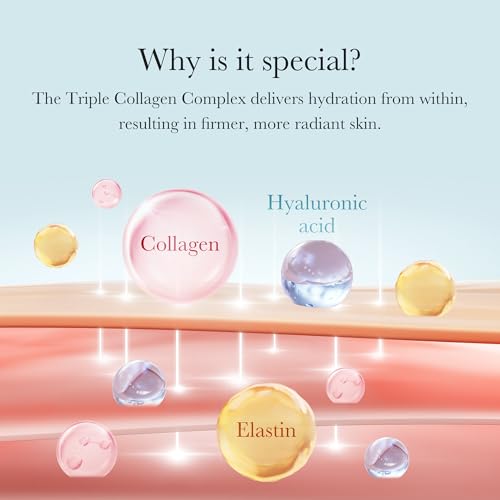 Medicube Triple Collagen Cream - Hydrating &amp; Firming Moisturizer with Hyaluronic Acid, Premium Elastin, Shea Butter - Wrinkle Care &amp; Boosts Elasticity - Korean Skincare, 1.69 oz
